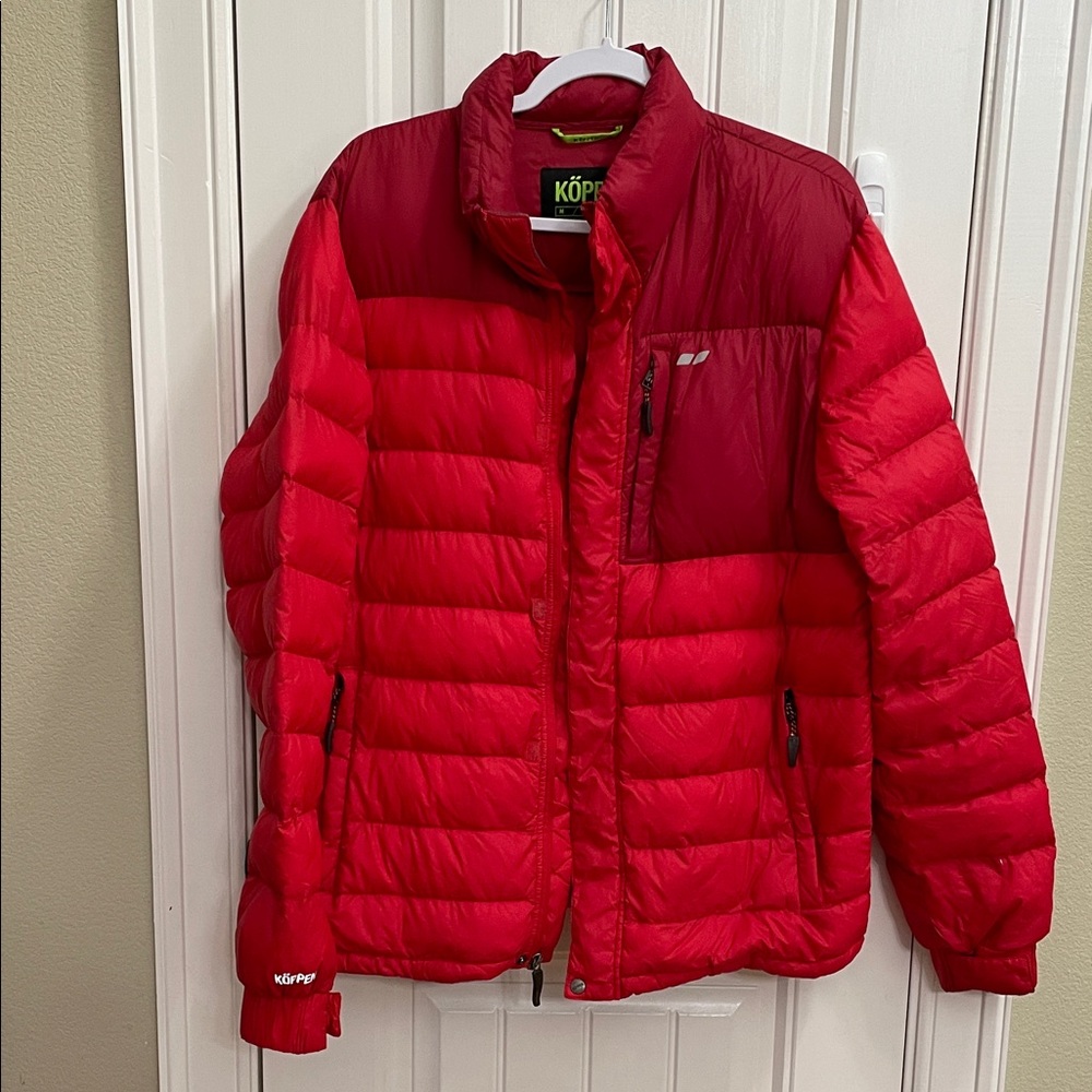 Koppen Red Down Filled Packable Puffer Jacket. M/L - image 1